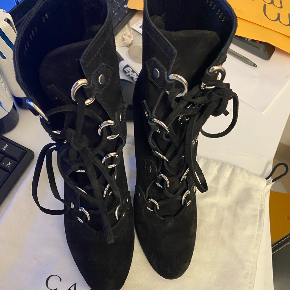 Casadei Suede Leather Lace Up Heel Ankle Boots